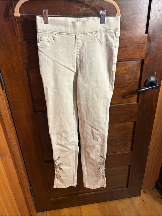 Laura Denim - Cream Embroidered Women's Jeans in Petite